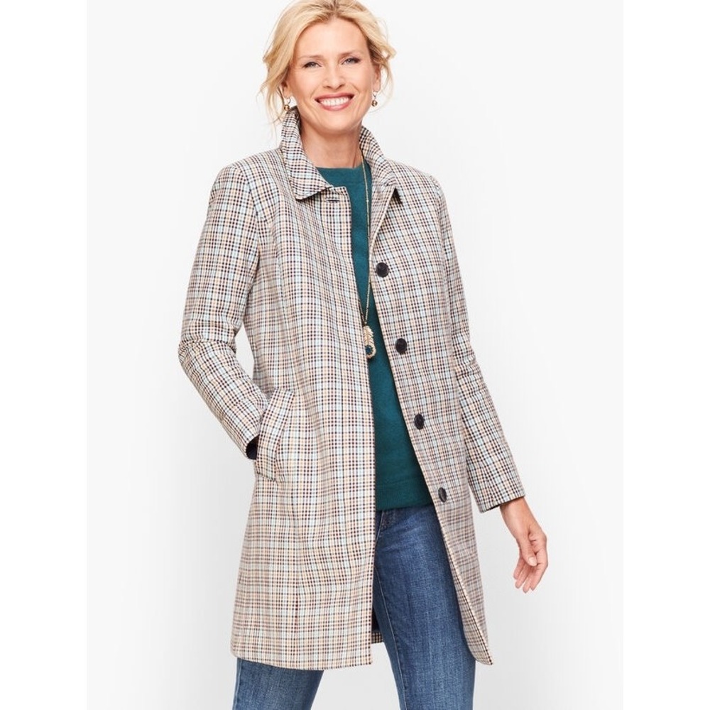 NWT!! TALBOTS Checkered Mac Plaid Coat Jacket Checked Preppy Classic Size 2